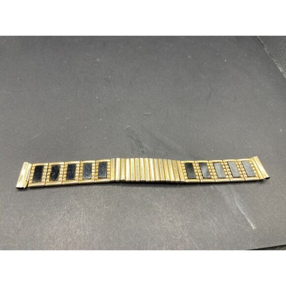 Vintage Rare Speidel 10k Yellow Gold Filled Top & Black Onyx Watch Band 17mm main image 4